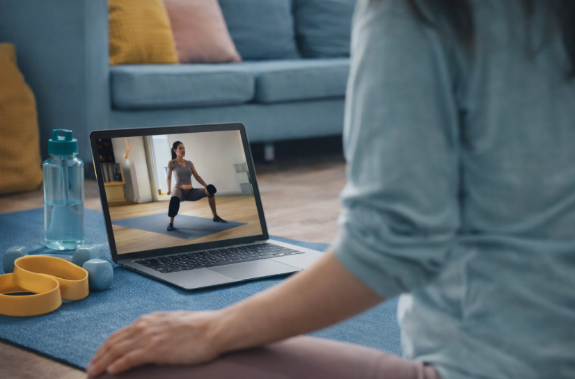 Virtual training session via laptop